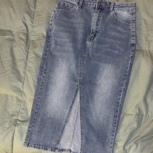 SHEIN Blue Denim Midi Skirt